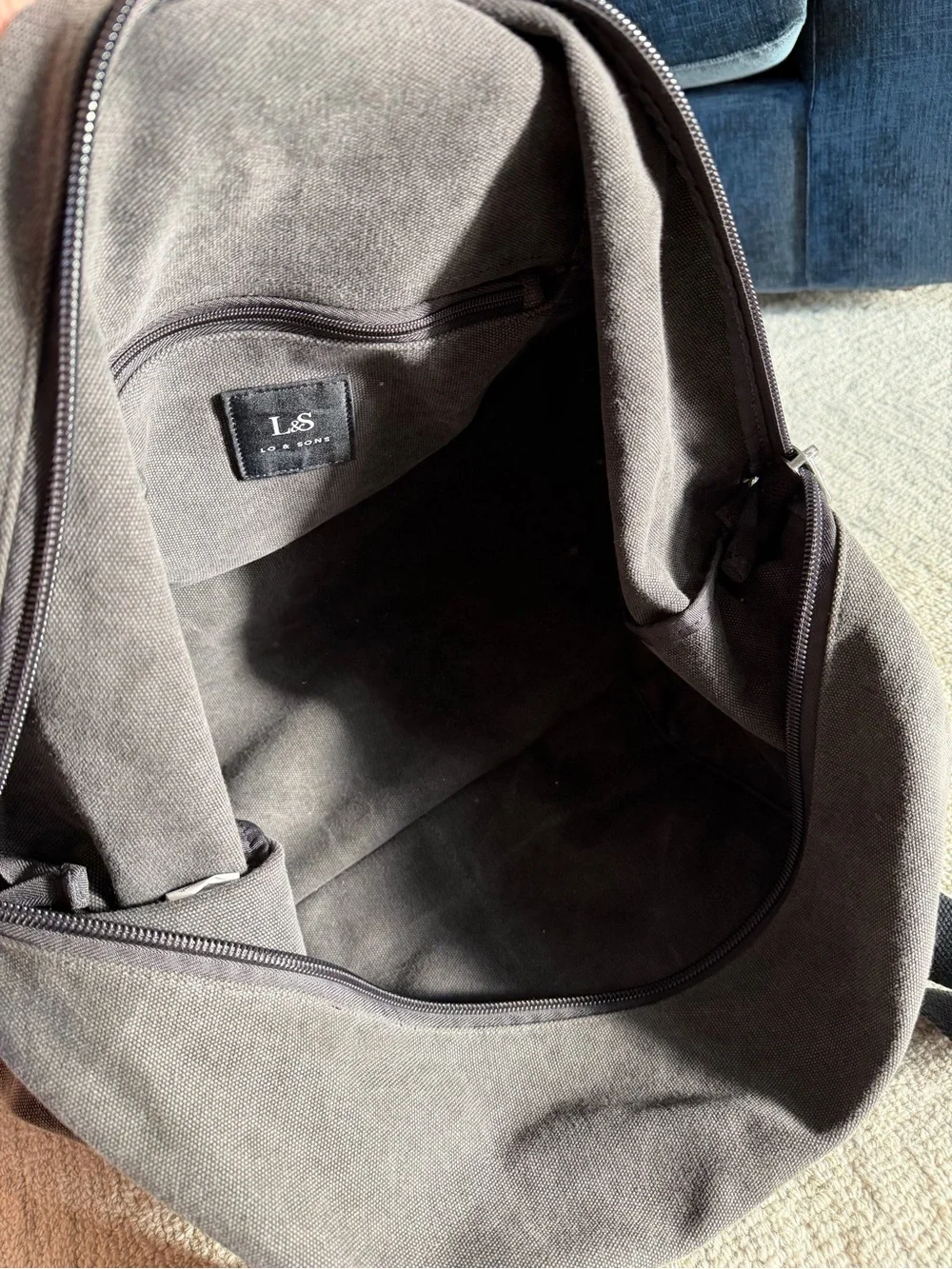 Charcoal Canvas Weekend Duffel Bag with Shoe Compartment